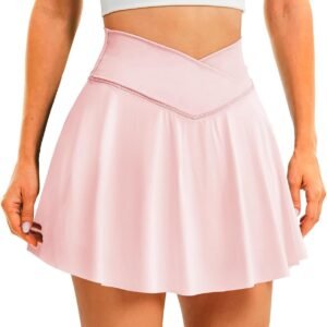 Womens Tennis Skirt with Pockets Shorts Crossover High Waisted Athletic Skorts Skirts for Golf Running Workout