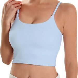 Sports Bras for Women Quick-Dry Padded Wirefree Workout Crop Cute Tank Tops Camisole Yoga Fitness Running Gym