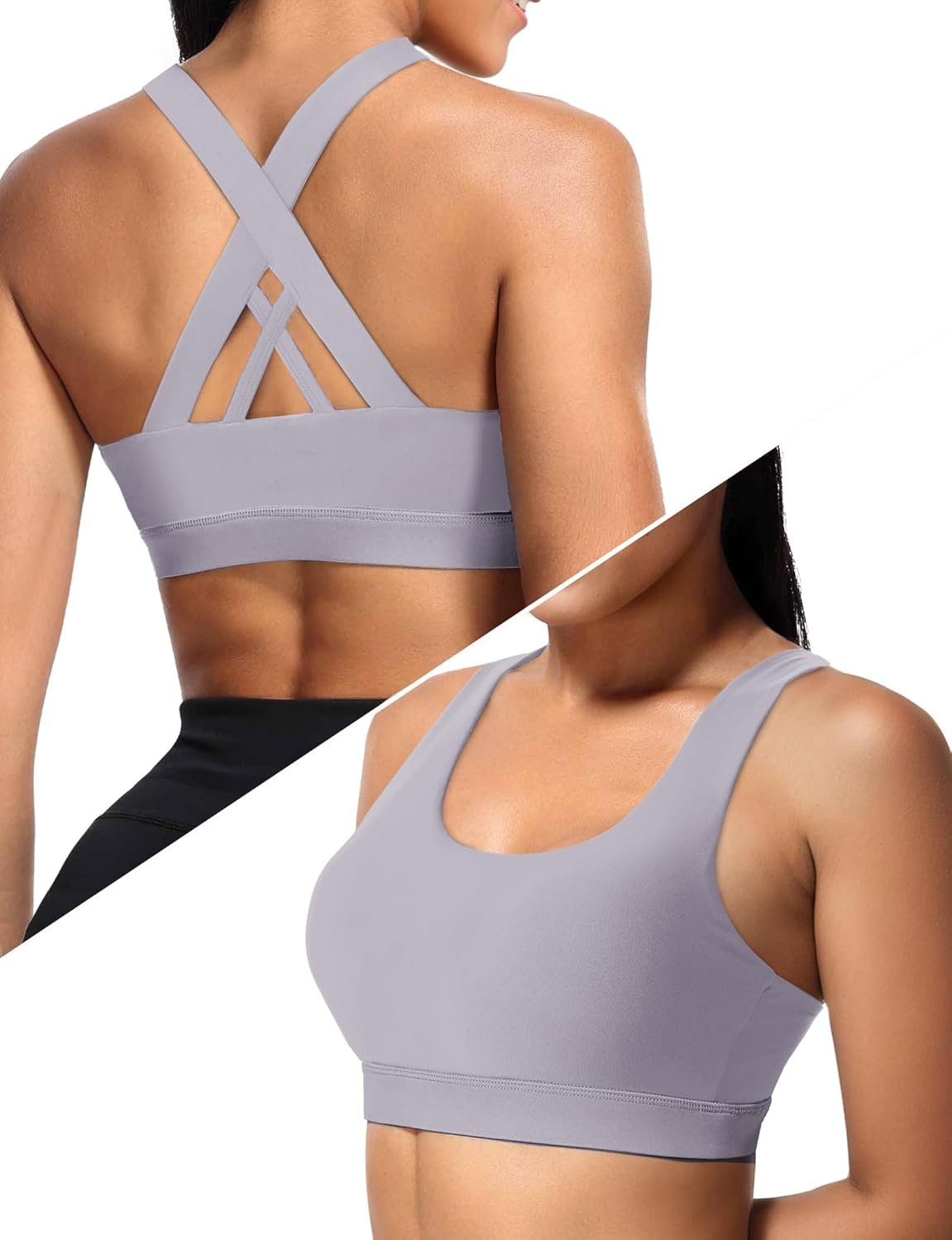 Sports Bras for Women, High Support Criss Cross Back Bras for Large Bust, High Impact Strappy Yoga Workout Bra