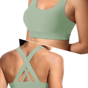 Sports Bras for Women, High Support Criss Cross Back Bras for Large Bust, High Impact Strappy Yoga Workout Bra