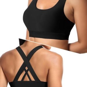 Sports Bras for Women, High Support Criss Cross Back Bras for Large Bust, High Impact Strappy Yoga Workout Bra